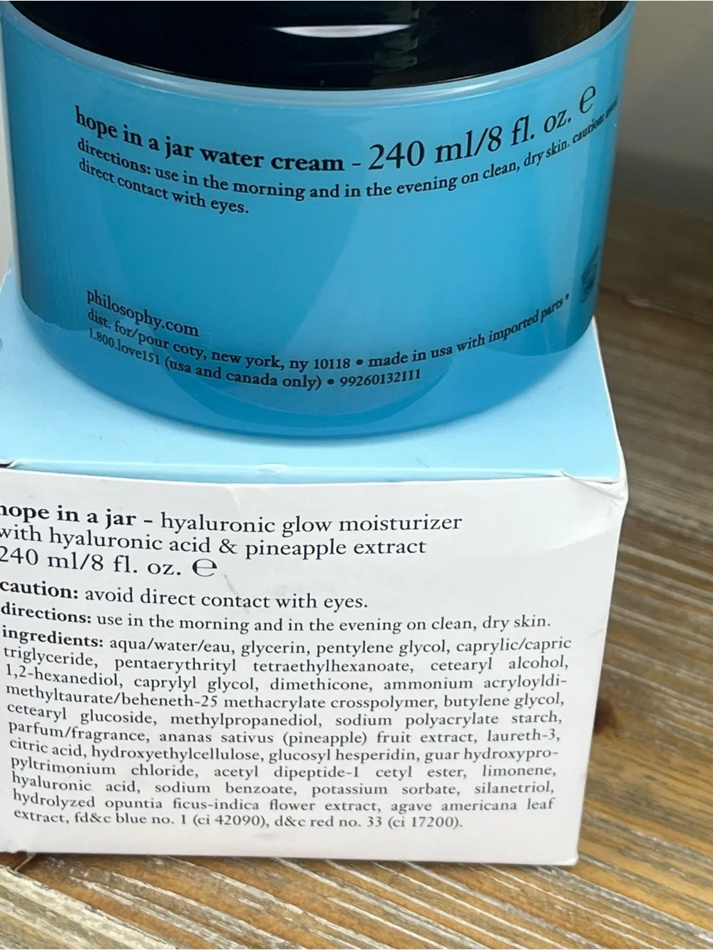 Philosophy Hope In A Jar Water Cream Hyaluronic Glow Moisturizer-8oz Mega Size